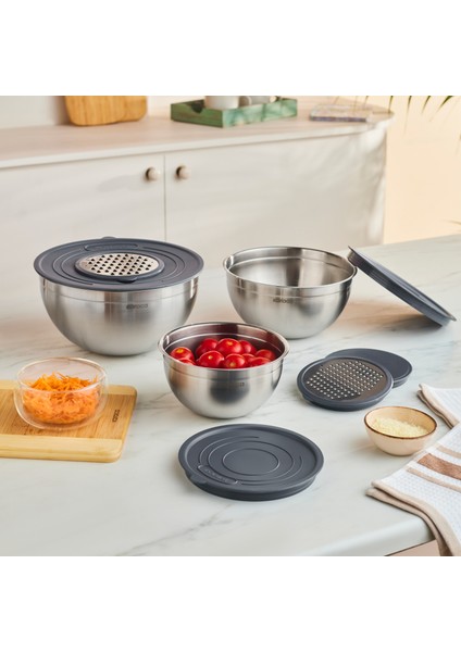 Kaia 9 Parça Rende Kapaklı Karıştırma ve Saklama Seti Çelik fiyatları