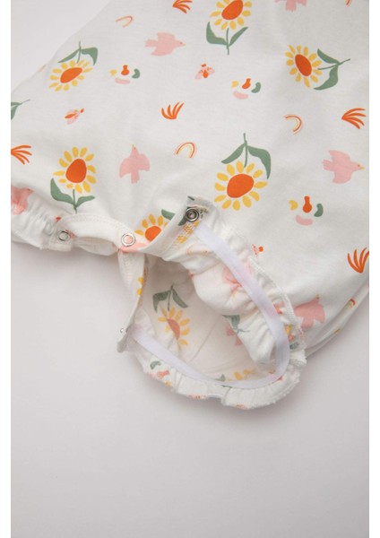 Kız Bebek Yenidoğan Çiçekli Penye Kısa Kollu Tulum C8770A524SM