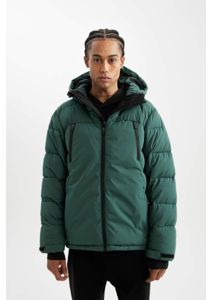 Fit Kapüşonlu Mont Su Geçirmez Rüzgar Geçirmez Fermuarlı Cepli C8763AX24WN