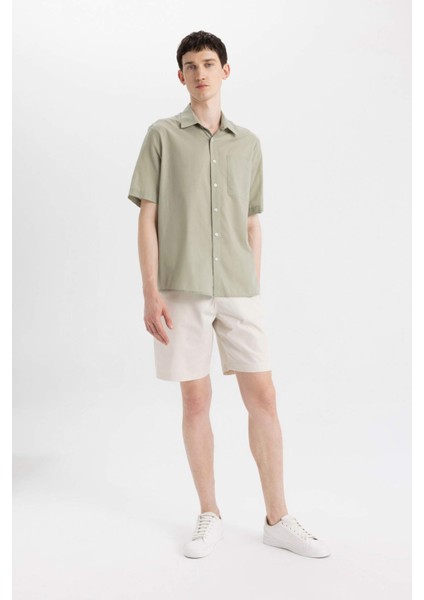 %100 Pamuk Relax Fit Yazlık Polo Yaka Kısa Kollu Gömlek C7598AX24SM