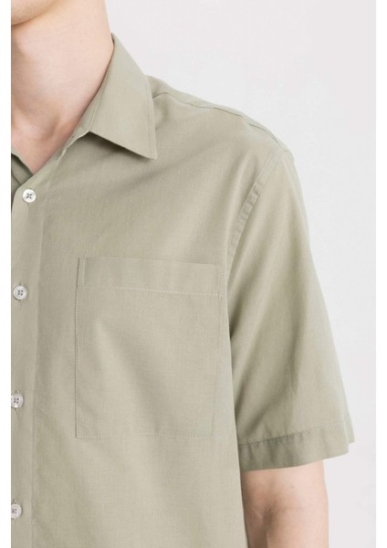 %100 Pamuk Relax Fit Yazlık Polo Yaka Kısa Kollu Gömlek C7598AX24SM