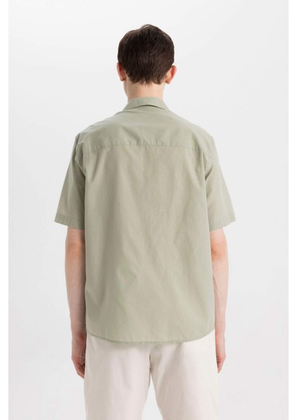 %100 Pamuk Relax Fit Yazlık Polo Yaka Kısa Kollu Gömlek C7598AX24SM