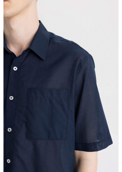 %100 Pamuk Relax Fit Yazlık Polo Yaka Kısa Kollu Gömlek C7598AX24SM