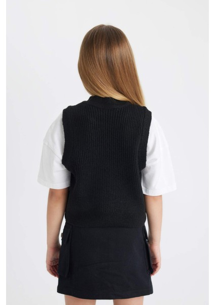 Kız Çocuk Siyah Bisiklet Yaka Triko Süveter A2894A824AU