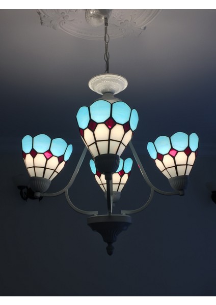 Glasy Desıgn Akdeniz Stili Vitray Dörtlü Avize fırsatları