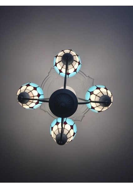 Glasy Desıgn Akdeniz Stili Vitray Dörtlü Avize indirimleri