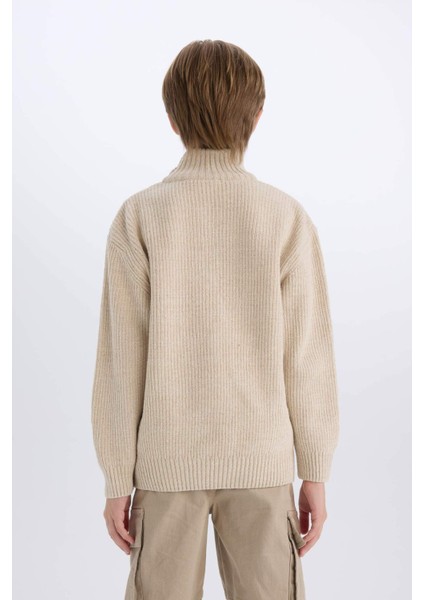 Erkek Çocuk Fermuarlı Dik Yaka Triko Kazak C9671A824AU