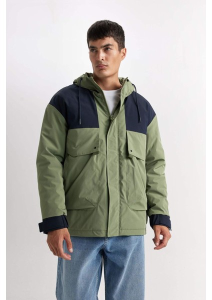 Regular Fit Kapüşonlu Fermaurlı Cepli Mont C7435AX24AU