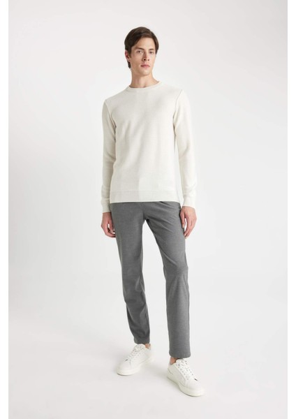 Standart Fit Normal Kesim Bisiklet Yaka Dokulu Triko Kazak C9618AX24AU