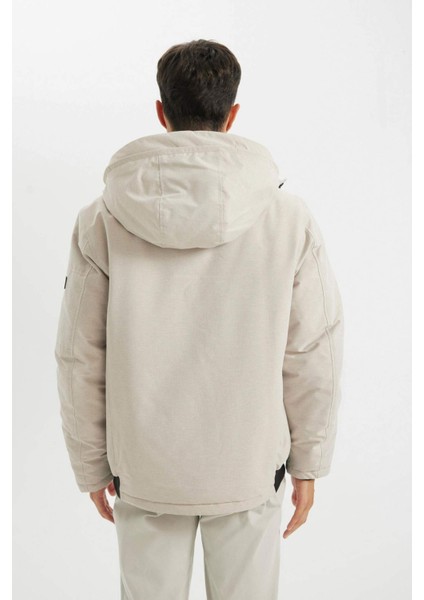 Kapüşonlu Mont Fermuarlı Cepli Kol Ucu Etek Ucu Ribanalı C6484AX24AU