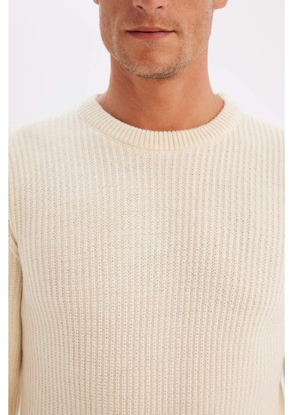 Standart Fit Normal Kesim Bisiklet Yaka Dokulu Triko Kazak C8814AX24WN