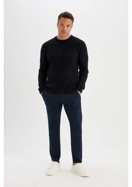 Standart Fit Normal Kesim Bisiklet Yaka Dokulu Triko Kazak C8814AX24WN