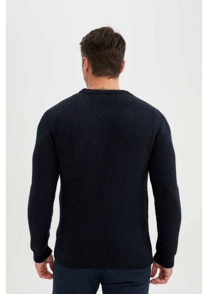 Standart Fit Normal Kesim Bisiklet Yaka Dokulu Triko Kazak C8814AX24WN