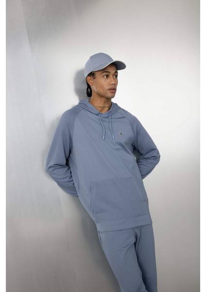 Mavi DeFactoFit Standart Fit Kapüşonlu Cepli Sporcu Sweatshirt C9171AX24AU