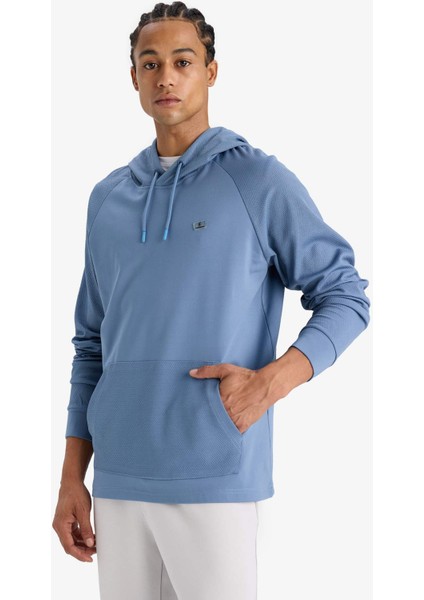 Mavi DeFactoFit Standart Fit Kapüşonlu Cepli Sporcu Sweatshirt C9171AX24AU