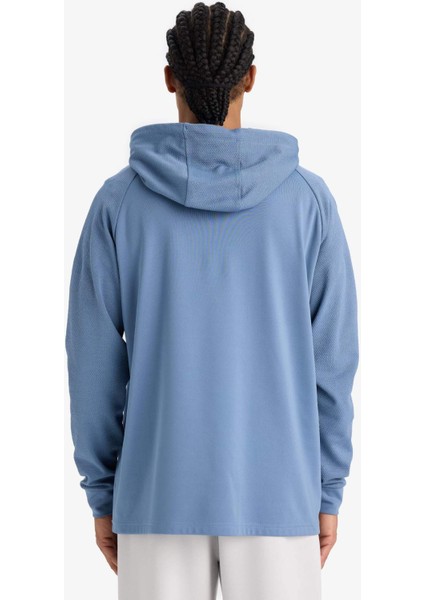 Mavi DeFactoFit Standart Fit Kapüşonlu Cepli Sporcu Sweatshirt C9171AX24AU