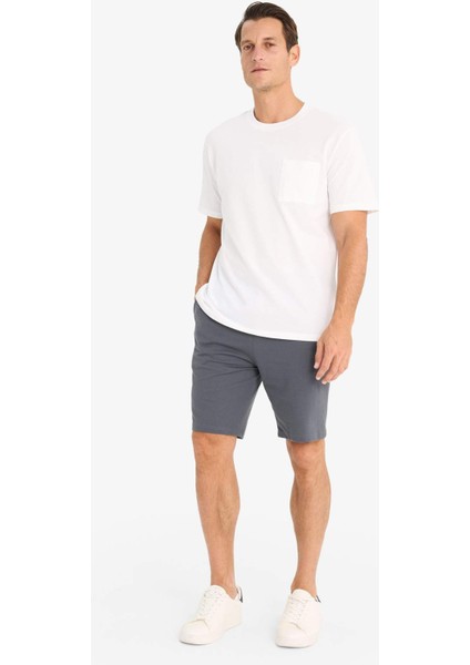 Slim Fit Dar Kesim Cepli Basic Düz Bermuda Şort W1105AZ24SM