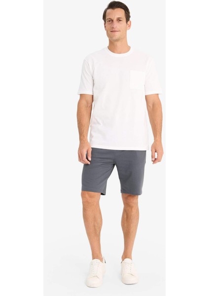 Slim Fit Dar Kesim Cepli Basic Düz Bermuda Şort W1105AZ24SM
