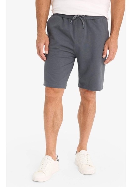 Slim Fit Dar Kesim Cepli Basic Düz Bermuda Şort W1105AZ24SM