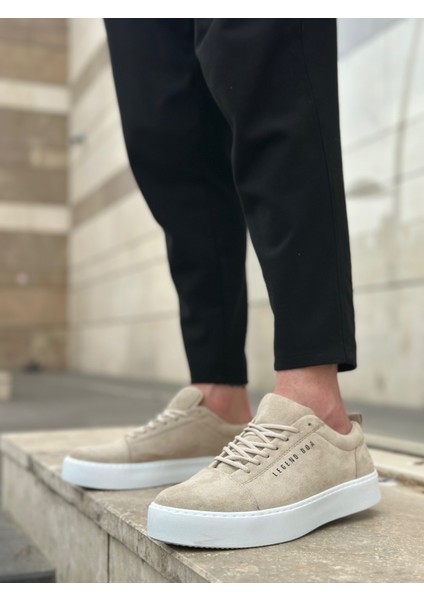 ET0104 Bağcıklı Krem Süet Beyaz Taban Spor Klasik Erkek Ayakkabı fırsatları