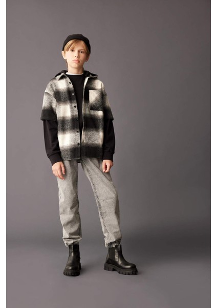 Erkek Çocuk Beli Bağcıklı Cepli Lastikli Paça Jogger Jean Pantolon C4601A824AU