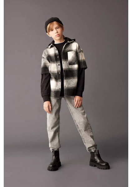 Erkek Çocuk Beli Bağcıklı Cepli Lastikli Paça Jogger Jean Pantolon C4601A824AU