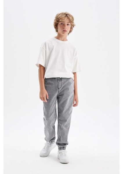 Erkek Çocuk Beli Bağcıklı Cepli Lastikli Paça Jogger Jean Pantolon C4601A824AU