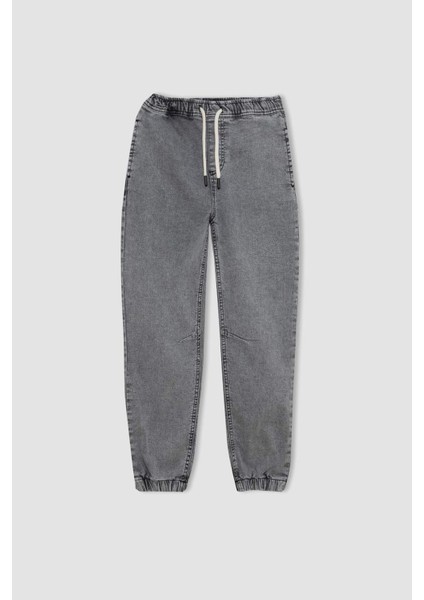 Erkek Çocuk Beli Bağcıklı Cepli Lastikli Paça Jogger Jean Pantolon C4601A824AU