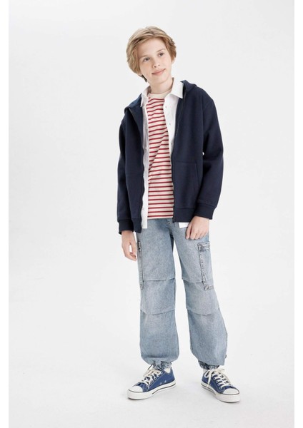 Erkek Çocuk Kargo Cepli Beli ve Paçası Lastikli Jogger Paraşüt Okul Jean Pantolon C4519A824AU