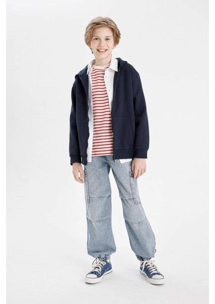 Erkek Çocuk Kargo Cepli Beli ve Paçası Lastikli Jogger Paraşüt Okul Jean Pantolon C4519A824AU