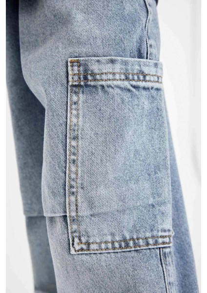 Erkek Çocuk Kargo Cepli Beli ve Paçası Lastikli Jogger Paraşüt Okul Jean Pantolon C4519A824AU