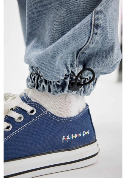 Erkek Çocuk Kargo Cepli Beli ve Paçası Lastikli Jogger Paraşüt Okul Jean Pantolon C4519A824AU