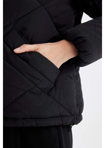 Su Geçirmez Puffer Şişme Mont Kapitoneli İçi Suni Kürklü Rüzgar Geçirmez Cepli A0756AX24WN