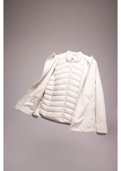 Fit Su Geçirmez Softshell Mont Rüzgar Geçirmez Kapüşonlu Cepli Fermuarlı C4959AX24WN