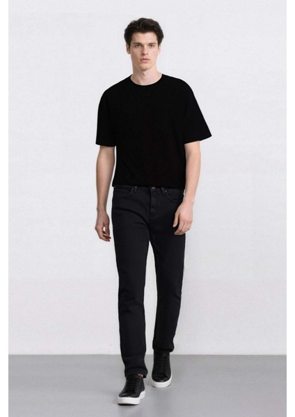 Sergio Regular Fit Normal Kalıp Normal Bel Boru Paça Siyah Jean Pantolon V0793AZ24WN