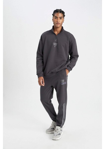 Fit NBA Chicago Bulls Kalın Jogger Eşofman Altı Standart Fit Cepli Düz Paça C9265AX24AU