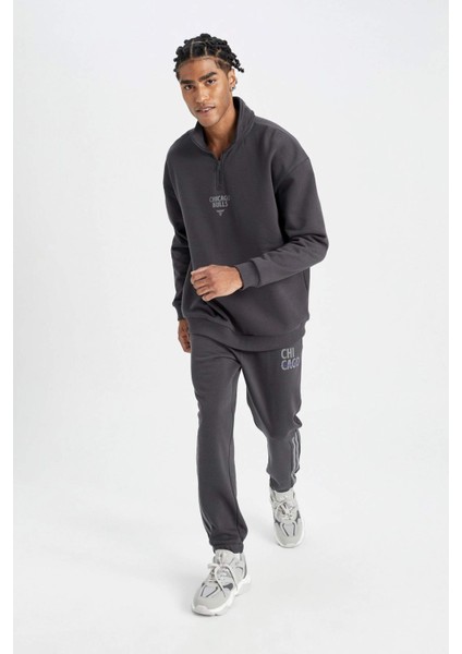 Fit NBA Chicago Bulls Kalın Jogger Eşofman Altı Standart Fit Cepli Düz Paça C9265AX24AU