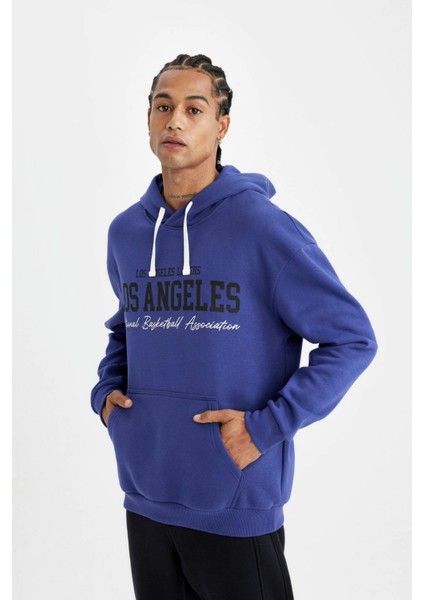 Fit NBA Los Angeles Lakers Oversize Geniş Kalıp Bisiklet Yaka Kalın Sweatshirt C9255AX24AU