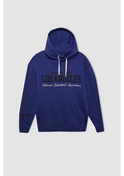 Fit NBA Los Angeles Lakers Oversize Geniş Kalıp Bisiklet Yaka Kalın Sweatshirt C9255AX24AU