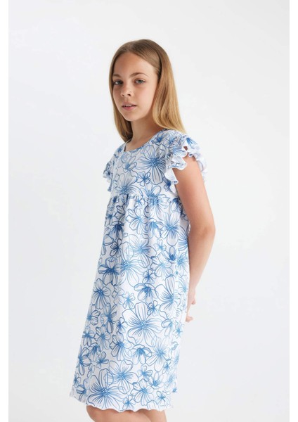 Kız Çocuk Desenli Kısa Kollu Elbise
