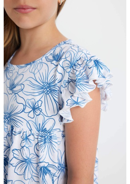 Kız Çocuk Desenli Kısa Kollu Elbise