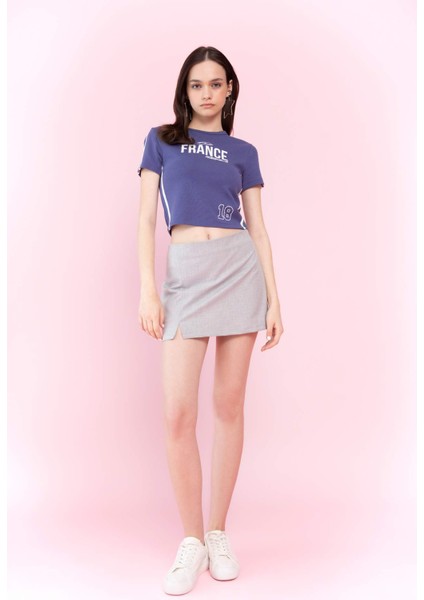 Fitted Bisiklet Yaka Baskılı Modal Kısa Kollu Tişört C8794AX24SM