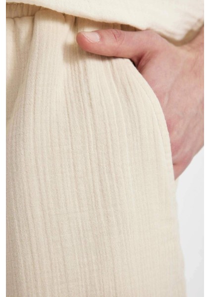 %100 Pamuk Relax Fit Cepli Basic Düz Bermuda Şort C7589AX24SM