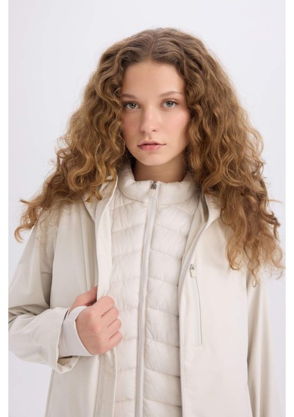 Fit Su Geçirmez Softshell Mont Rüzgar Geçirmez Kapüşonlu Cepli Fermuarlı C4959AX24WN