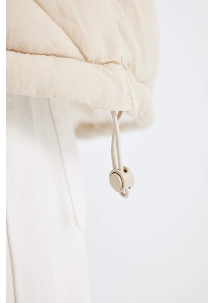 Su Geçirmez Puffer Şişme Mont Kapitoneli İçi Suni Kürklü Rüzgar Geçirmez Cepli A0756AX24WN