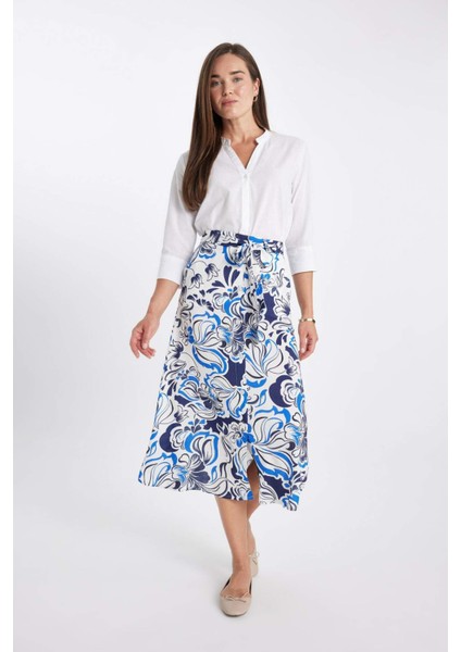 Desenli A Kesim Midi Etek C8722AX24SM