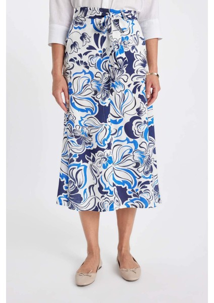 Desenli A Kesim Midi Etek C8722AX24SM