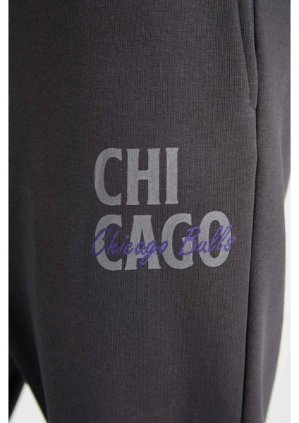 Fit NBA Chicago Bulls Kalın Jogger Eşofman Altı Standart Fit Cepli Düz Paça C9265AX24AU