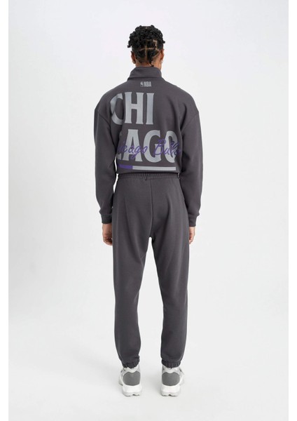 Fit NBA Chicago Bulls Kalın Jogger Eşofman Altı Standart Fit Cepli Düz Paça C9265AX24AU