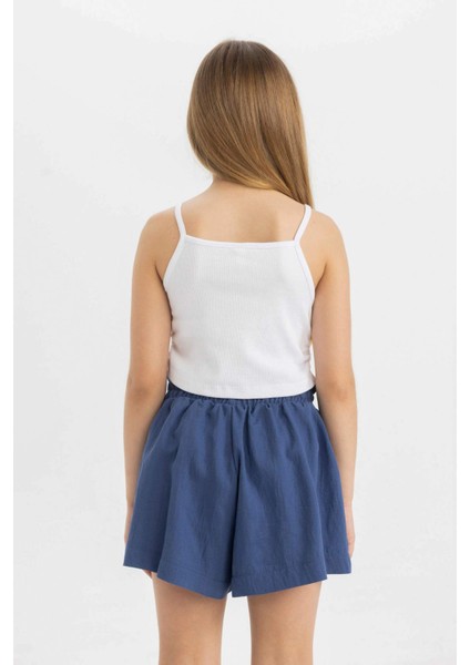 Kız Çocuk Bisiklet Yaka Basic Düz Atlet